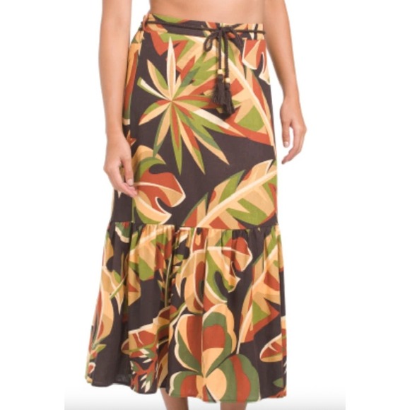 House of Harlow 1960 Dresses & Skirts - House‎ of Harlow 1960 Tiered Linen Blend Midi Skirt Earth Tones Boho Fairy Small